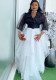 African Plus Size Women's Elegant Color Block Long Dress
