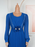 Chic Career Slim Waist Pleated A-Line Chiffon Dress