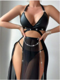 Sexy See-Through Cross Low Back Lingerie Set