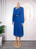 Chic Career Slim Waist Pleated A-Line Chiffon Dress