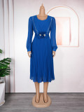 Chic Career Slim Waist Pleated A-Line Chiffon Dress
