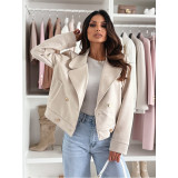 Solid Color Long Sleeve Puff Short Jacket