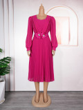 Chic Career Slim Waist Pleated A-Line Chiffon Dress