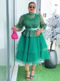 Plus Size Women's African Fashion Mesh Dress