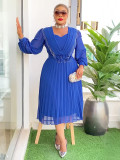 Chic Career Slim Waist Pleated A-Line Chiffon Dress