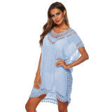 Women's V-Neck Cover-Up Sexy Hollow Out Loose Beach Dress