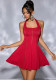 Women's Solid Color Halter Neck Lace-Up Strapless Hollow Patchwork Slim Waist Low Back Cocktail Dress