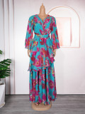 Plus Size  African Women's Floral Print Long Dress