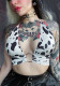 Women Sexy V-neck American Flag Halter Neck Lace Velvet Strapless BacklessTop