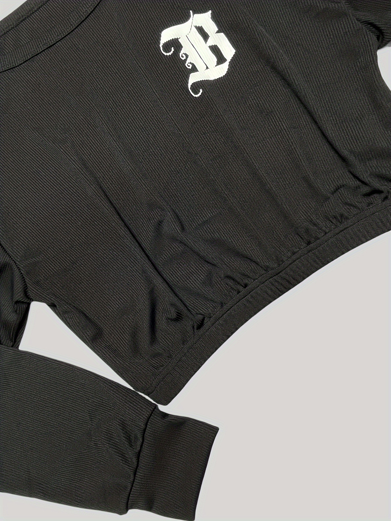 Women Letter Print Round Neck Long Sleeve Top and Long Pants Two-piece Set