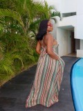 Women Striped Lace-Up Dress