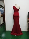 Summer formal beaded one shoulder mermaid evening dress