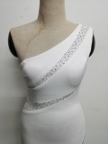 Summer formal beaded one shoulder mermaid evening dress
