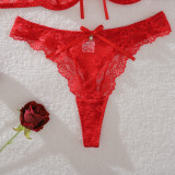 Women See-Through Lace hollow backless sexy lingerie Two Pieces