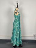 Women Halter Neck Sleeveless Sexy Print Dress