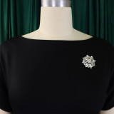 Plus Size African Round-Neck Short-Sleeve Chic Elegant Ol Bodycon Dress