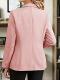 Women Solid Turndown Collar Elegant Career Button Casual Blazer