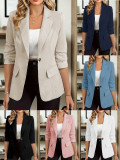 Women Solid Turndown Collar Elegant Career Button Casual Blazer