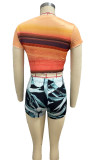 Women sexy printed Top shorts two-piece set