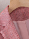 Women Solid Turndown Collar Blazer