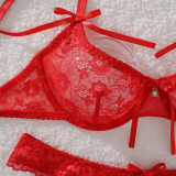 Women See-Through Lace hollow backless sexy lingerie Two Pieces