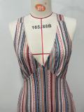 Women Striped Lace-Up Dress