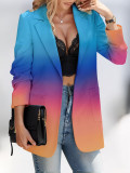 Women Elegant Gradient Turndown Collar Pocket Blazer
