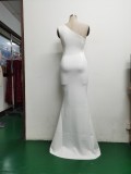 Summer formal beaded one shoulder mermaid evening dress