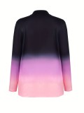 Women Elegant Gradient Turndown Collar Pocket Blazer