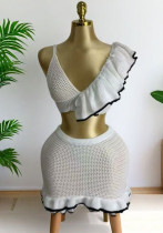 Women One-shoulder Ruffle Swimsuit Strapless Bikini Two Pieces