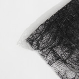 Women French Retro Summer Suspender Maxi Fishbone Lace Dress