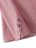 Women Solid Turndown Collar Blazer