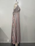 Women Striped Lace-Up Dress