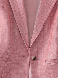 Women Solid Turndown Collar Blazer