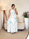 Women Halter Neck Sleeveless Sexy Print Dress