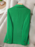 Women Solid Turndown Collar Blazer