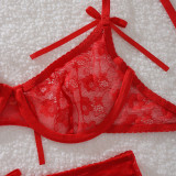 Women See-Through Lace hollow backless sexy lingerie Two Pieces