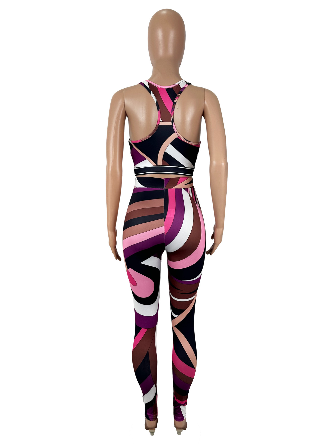 Women's Fashion Sexy Color-Blocking Print Top & Pants Set
