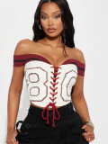 Summer High Street Cropped Low Neck Print Tie-Front Slim Fit Top