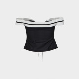 Summer High Street Cropped Low Neck Print Tie-Front Slim Fit Top