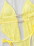 Sexy Yellow Two-Piece Swimsuit Trendy Holidays Beach Bikini