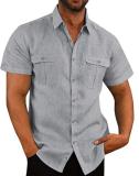 Men’s Linen Double-Pocket Casual Holiday Shirt