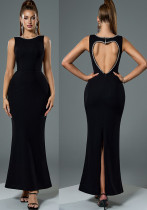 Fashion Sexy V-Neck Low Back Pearl Straps Evening Gown