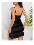Multi-Layer Lace Trim Mesh Strap V-Neck Pearl Pendant Sleepwear Nightdress