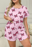 Summer Two-Piece Lounge Set Plus Size Casual Butterfly Pajamas