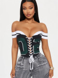 Summer High Street Cropped Low Neck Print Tie-Front Slim Fit Top