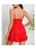 Summer Sexy Mesh Patchwork Lace Sleepwear Low-Cut Loose Sleeveless Nightgown