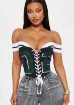 Summer High Street Cropped Low Neck Print Tie-Front Slim Fit Top