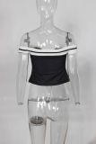 Summer High Street Cropped Low Neck Print Tie-Front Slim Fit Top