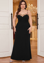 Plus Size Floral Embroidered Strap Sexy Maxi Dress